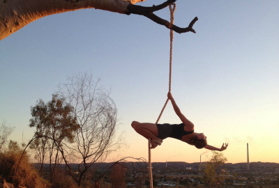 Photo: Dancer in outback. Six Foot Circus (Mount Isa) and 2017 Anywhere Theatre Festival
