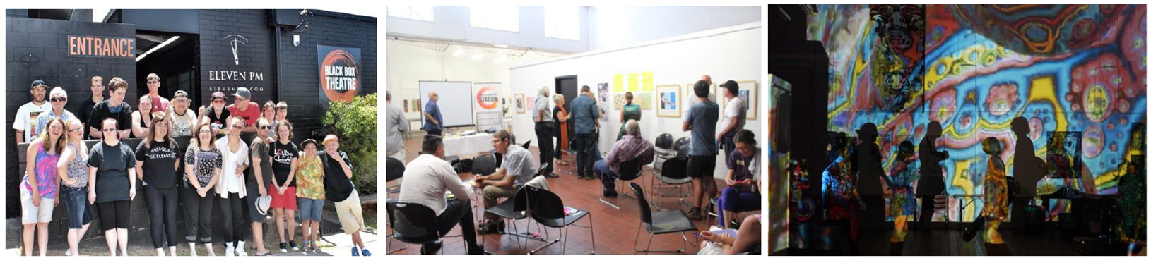 Three images of people at the Old Ambulance Centre